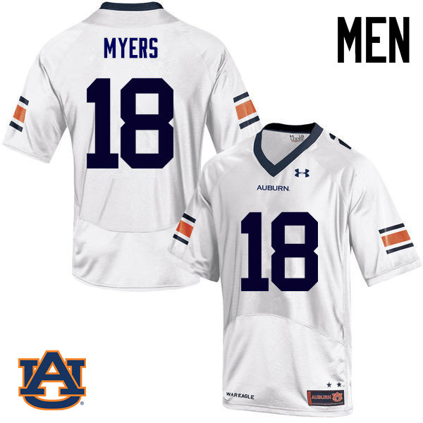 Men Auburn Tigers #18 Jayvaughn Myers College Football Jerseys Sale-White